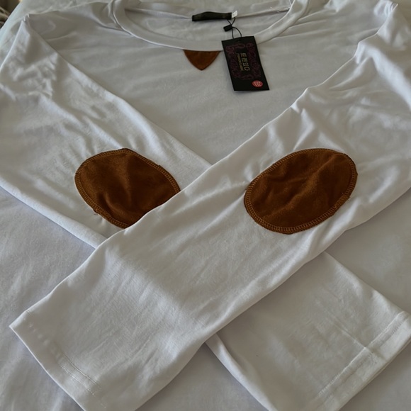 NWT Long Sleeve Jersey Knit Top size XXL Button Details Elbow Patch Unique Shirt - Picture 8 of 10